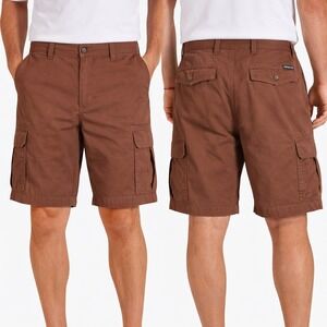 Eddie Bauer Mens Brown Cargo Shorts Size 38 Specially Dyed Cotton Canvas Utility